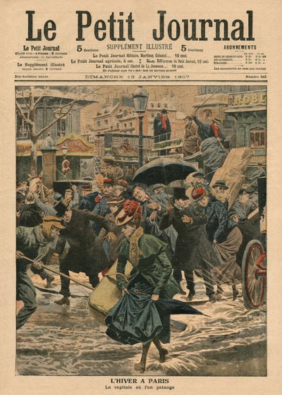 Hiver à Paris, marcher dans la boue, illustration de 